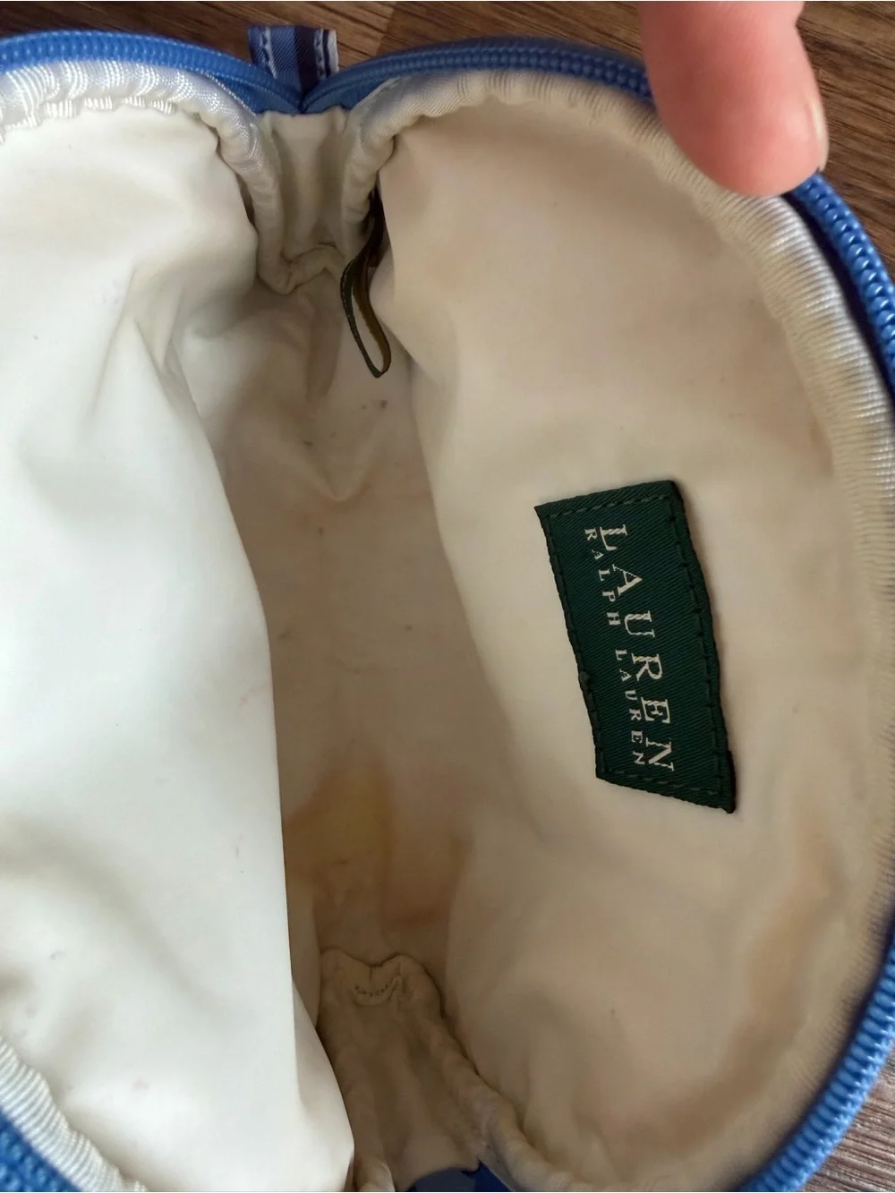 Ralph Lauren Small Blue Stripped Zipper Makeup Clutch